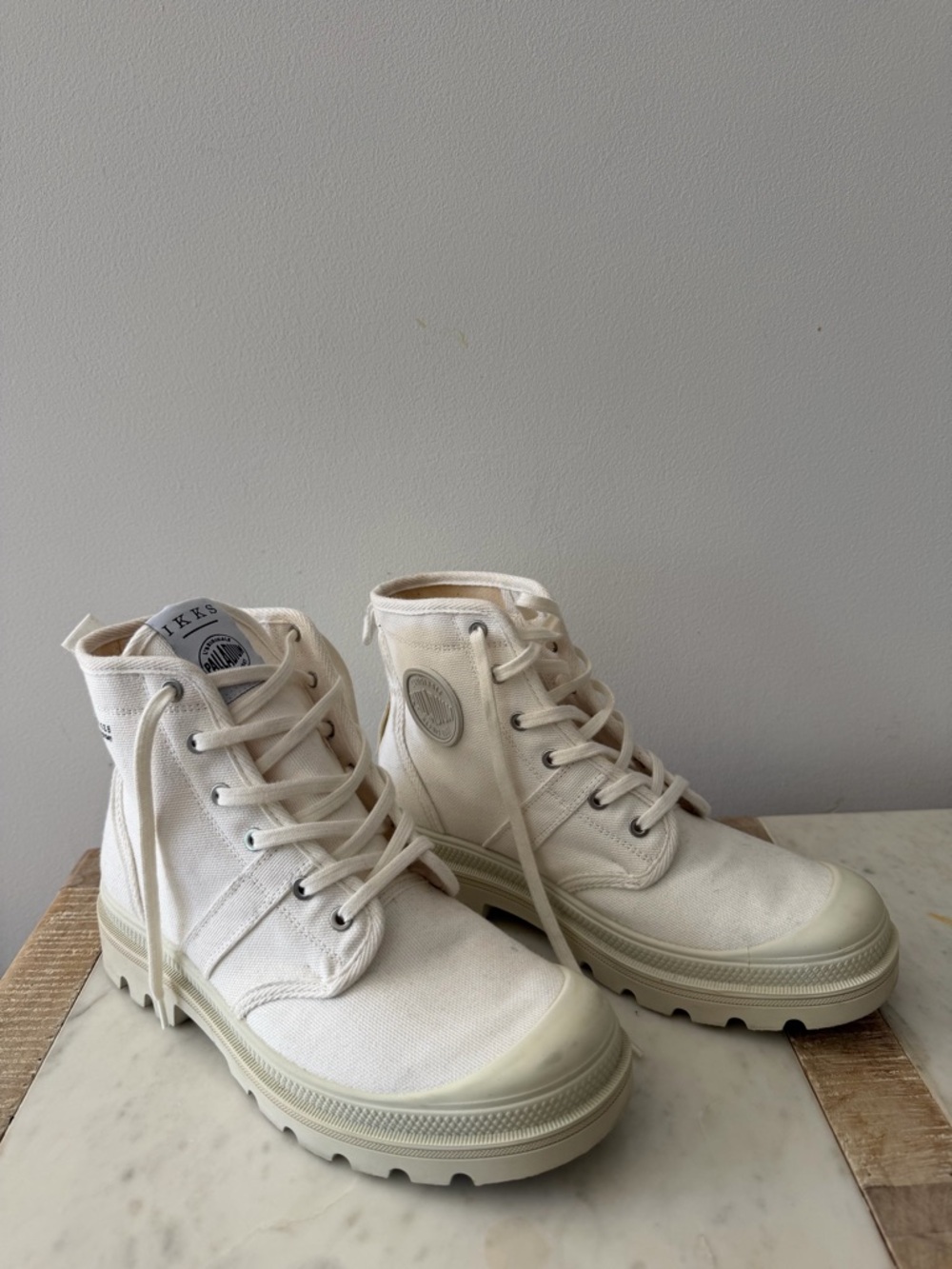 Ikks x Palladium Cream Canvas High-Top Boots